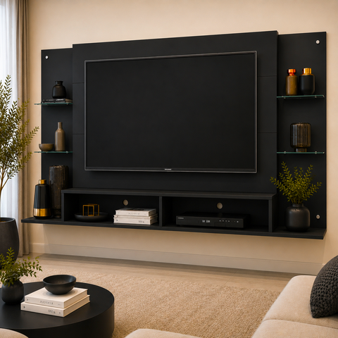 Painel com Suporte para TV até 60" Multimóveis Nairóbi FG3071 Preto