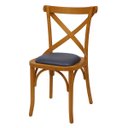 Ver imagem 1 de Cadeira de Madeira Maciça Cross Katrina Estofada em Couríssimo Cor:mel
