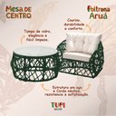Ver imagem 3 de Jogo 2 Poltronas e Mesa de Centro Tampo de Vidro Aço e Corda Náutica Verde Aruá Courino Branco