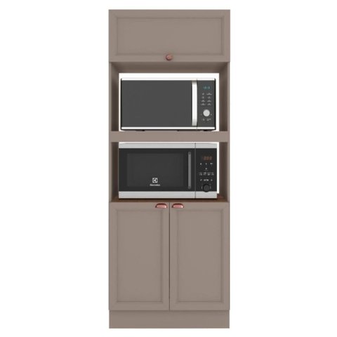Paneleiro Duplo Torre Quente 3 Portas 213x70 Cm Unna Gris Poliman