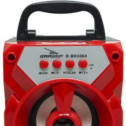Caixa Som Amplificada Portátil Bluetooth Mp3 Fm USB SD Aux Bateria 6W Rms Grasep D-Bh1064 Vermelha - 4