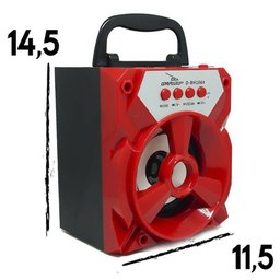 Caixa Som Amplificada Portátil Bluetooth Mp3 Fm USB SD Aux Bateria 6W Rms Grasep D-Bh1064 Vermelha - 2