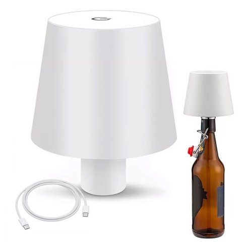 Luminaria Abajur Garrafa Recarregavel Led Usb Touch Iluminaçao Ajustavel 3 Tons Decoraçao Mesa Quart