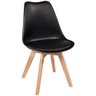 Kit C|7 Cadeira Leda Preta Charles Eames Wood Com Almofada - 5