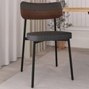 Ver imagem 6 de Kit 04 Cadeiras Estofada para Sala de Jantar Astrid Preto C01 Linho Preto Courino Whisky - Lyam