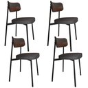 Ver imagem 1 de Kit 04 Cadeiras Estofada para Sala de Jantar Astrid Preto C01 Linho Preto Courino Whisky - Lyam