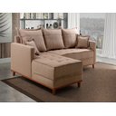 Ver imagem 2 de Sofá com Chaise Ônix Vivaro Decor Linho Bege Dourado