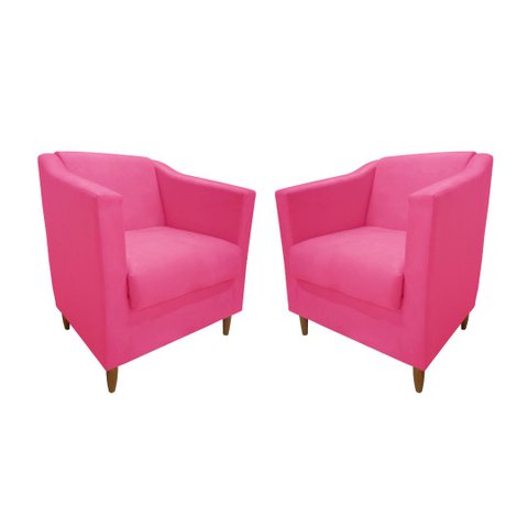 Kit 02 Poltronas Titânio Suede Pink
