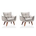 Ver imagem 1 de KIT 2 POLTRONAS BELLASTAR BEGE SUEDE PÉS PALITO