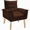Ver imagem 3 de Poltrona Opala Bellastar Marrom Suede Pés Palito - Bela Móveis