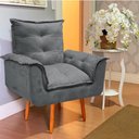 Ver imagem 1 de Poltrona Opala Grafite Suede Pés Palito - Bela Móveis