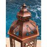 Conjunto 2 Lanterna Marroquina Grande Metal Vidro Cobre Enve - 8