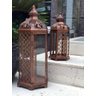 Conjunto 2 Lanterna Marroquina Grande Metal Vidro Cobre Enve - 9