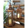 Conjunto 2 Lanterna Marroquina Grande Metal Vidro Cobre Enve - 4
