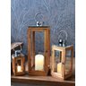 Kit 3 Lanterna Marroquina Madeira Vidro Rústica 48/31/20cm - 5