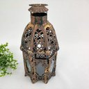 Ver imagem 4 de Lanterna Marroquina Decorativa Metal Rústica 20x10cm