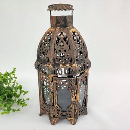 Lanterna Marroquina Decorativa Metal Rústica 20x10cm - 1