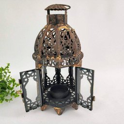 Lanterna Marroquina Decorativa Metal Rústica 20x10cm - 2