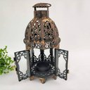 Ver imagem 2 de Lanterna Marroquina Decorativa Metal Rústica 20x10cm