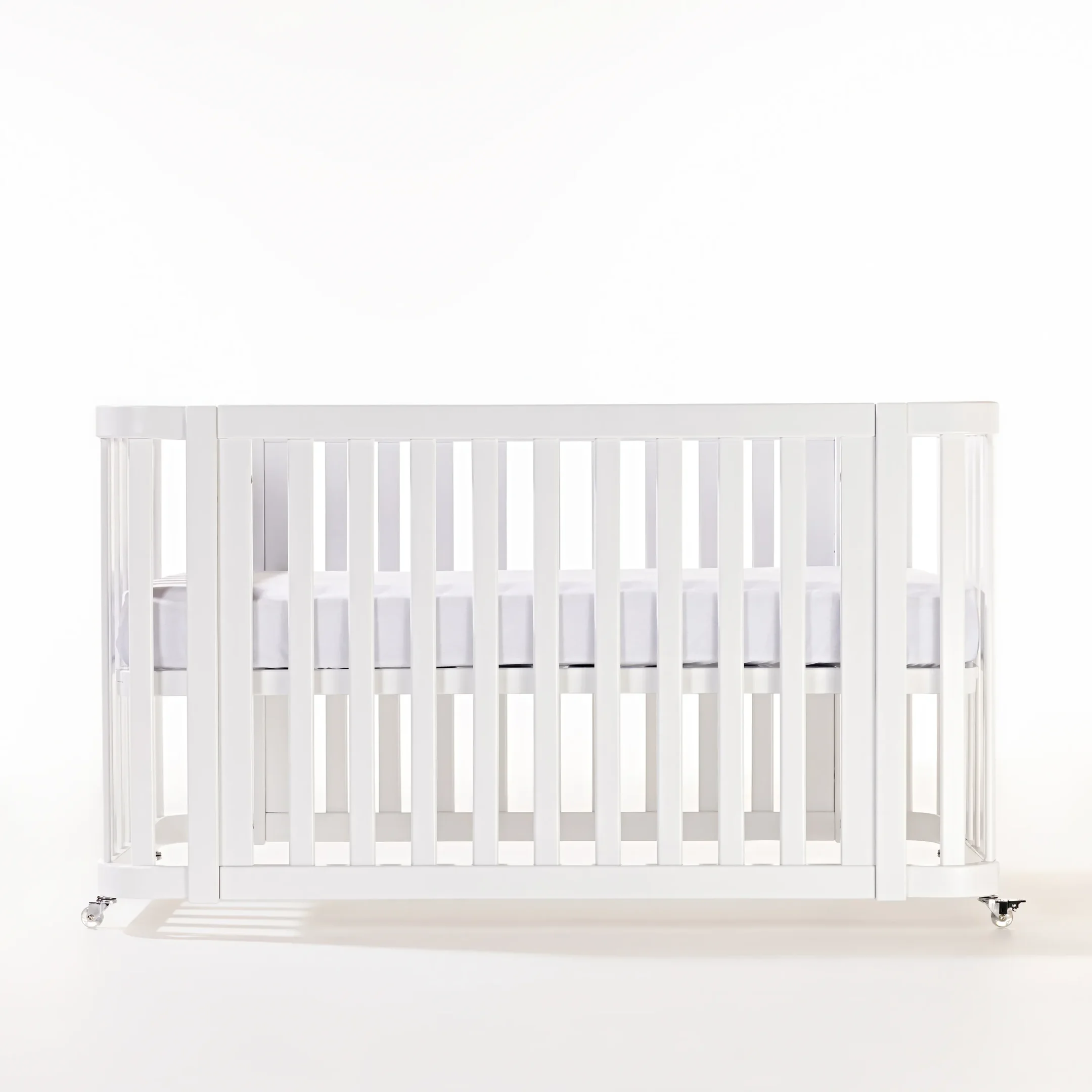 Ver imagem 1 de Berço Evolutivo 1,2,3 | Madeira Maciça | com Rodinhas | Mel:branco