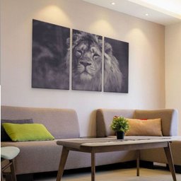 Quadro Conjunto Leao de Juda Preto e Branco em Mdf - 1