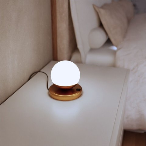 Abajur Luminária de Mesa Dama Moderno com Globo Vidro Fosco e Lâmpada Branco Frio