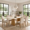 Ver imagem 1 de Conjunto de Mesa 6 Lugares com 6 Cadeiras em MDF Lyra Cinamomo Off White e Bege