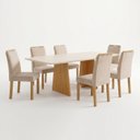 Ver imagem 2 de Conjunto de Mesa 6 Lugares com 6 Cadeiras em MDF Lyra Cinamomo Off White e Bege