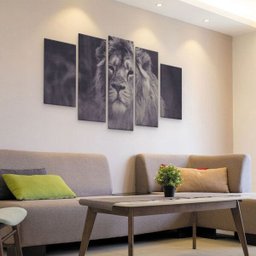 Quadro Leão preto e branco em mdf - 1