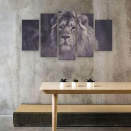 Quadro Leão preto e branco em mdf - 3