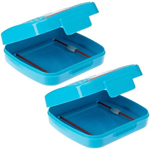2 Porta Cotonetes Portátil para Viagem Acessórios com Elástico Interno Azul Crippa