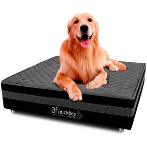Cama Box Pet Bordado Em Matelassê Com Lençol Impermeável Branco Para Cachorros e Gatos 100x100x24cm