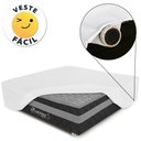 Ver imagem 4 de Cama Box Pet Bordado Em Matelassê Com Lençol Impermeável Branco Para Cachorros e Gatos 100x100x24cm