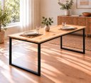 Ver imagem 4 de Mesa de Jantar Reforçada Industrial 180x90cm Tampo Bege Pés Preto