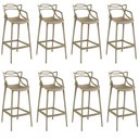 Ver imagem 1 de Kit 8 Banquetas Allegra com Encosto Design Cozinha/bancada - Nude