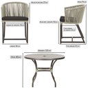 Ver imagem 2 de Mesa com 6 Cadeiras de Jantar Roma 120cm e Noronha em Alumínio Marrom Corda Náutica Estofado 9 Trama