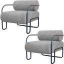 Ver imagem 1 de Kit 2 Poltronas para Sala e Escritório Base de Metal Mansk Linho Cinza