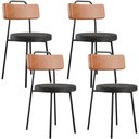 Ver imagem 1 de Kit 04 Cadeiras Decorativas Estofada Sala Jantar Barcelona L02 Couríssimo Camel Linho Chumbo - Lyam 