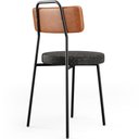 Ver mais imagens de Kit 04 Cadeiras Decorativas Estofada Sala Jantar Barcelona L02 Couríssimo Camel Linho Chumbo - Lyam 