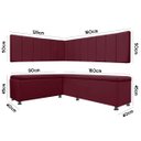 Ver imagem 6 de Conjunto Canto Alemão com Bau para Bar Lanchonete Liso Bordo 125x160cm Sofa Store