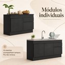 Ver imagem 6 de Kit 2 Balcões de Cozinha para Pia Área Gourmet 270cm com Rodapé Multimóveis MP3427 Preto