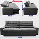 Ver imagem 3 de Sofá Retrátil e Reclinável 2,50m Molas Ensacadas Max Spring Velusoft Cinza Cama Inbox