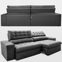 Ver imagem 7 de Sofá Retrátil e Reclinável 2,50m Molas Ensacadas Max Spring Velusoft Cinza Cama Inbox
