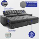Ver imagem 2 de Sofá Retrátil e Reclinável 2,50m Molas Ensacadas Max Spring Velusoft Cinza Cama Inbox