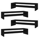 Ver imagem 1 de Kit 04 Suportes Stand Base Tela Monitor Soft Elevado 65cm em Mdf com 01 Prateleira Preto