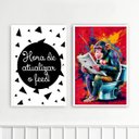 Ver imagem 2 de Kit 2 Quadros Divertidos Banheiro Pop Art 45x34cm:moldura Branca
