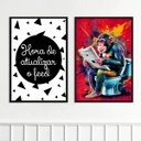 Ver imagem 1 de Kit 2 Quadros Divertidos Banheiro Pop Art 45x34cm:moldura Branca