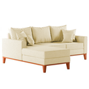 Ver imagem 4 de Sofá 3 Lugares Beny com Chaise Esquerdo Corino Bege