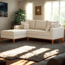 Ver imagem 3 de Sofá 3 Lugares Beny com Chaise Esquerdo Corino Bege