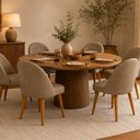 Ver imagem 1 de Kit 6 Cadeiras Estofada Moderna Sala de Jantar Lua Bege/Cappuccino